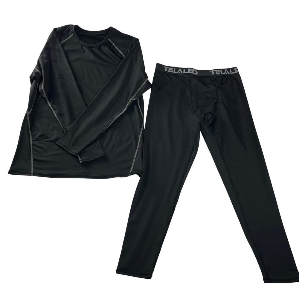 Telaleo Mens XL Black Compression Base Layer Set Exercise‎ EPRO Thermal Workout